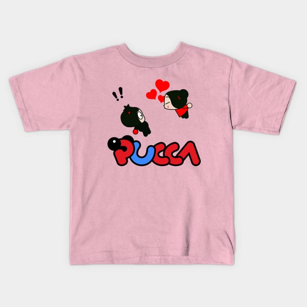 Pucca in love with Garu Kids T-Shirt by Celestial Crafts